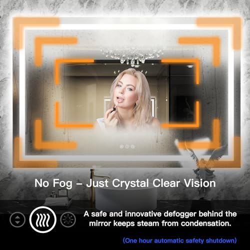 ISKM 60'' x 30'' LED Mirror for Bathroom Lighted Vanity Mirror for Wall Front Lights + Backlit LED Bathroom Mirror Anti-Fog Tempered Glass ETL Listed by ISKM - Image 3