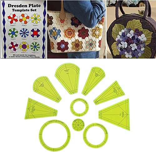 10Pcs/Set Regular Dresden Plate Template For Sewing Machine Domestic Templates Diy Quilting Ruler Quilting Frame For Clothing Craft Quilting Design #TOP3