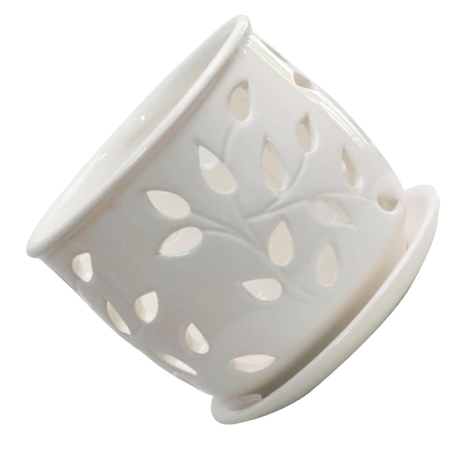 HANABASS Ceramiczny Doniczka z Otworami z Podstawkiem Ceramiczny Biały Kwiatowy Pojemnik Do Wnętrz i Ogrodu z Optymalnym Drenażem dla Zdrowych Korzeni