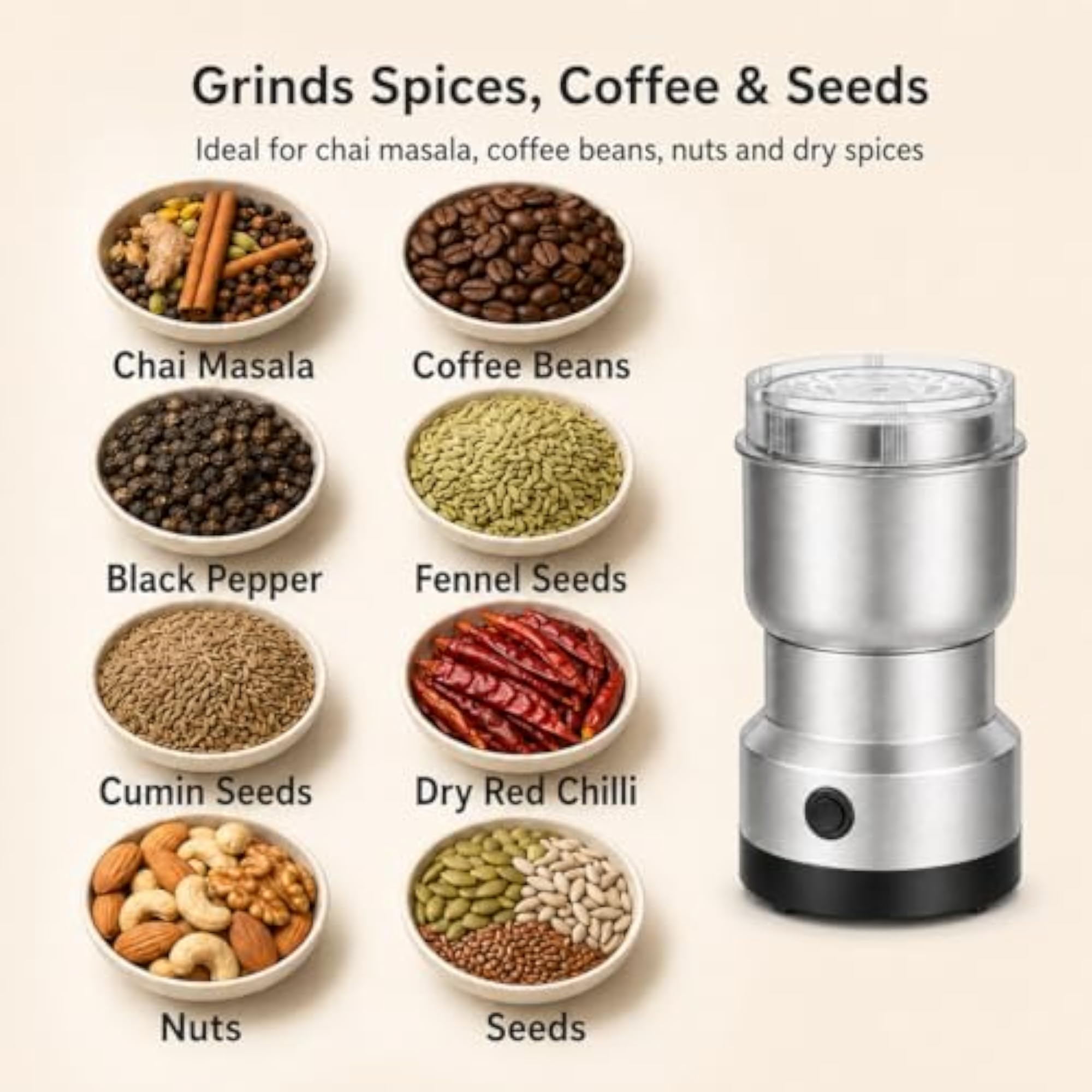 Mini Mixer Grinder for Kitchen, Electric Spice Machine