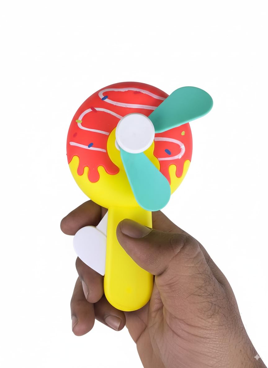 mamadreams Donut-Shaped Toy Fan for Kids | Handheld Mini Fan for Toddlers with Soft Flexible Blades | Portable Child-Safe Stroller Toy | Cute Summer Cooling Toy | Travel Fan & Birthday Gift (Yellow) 2
