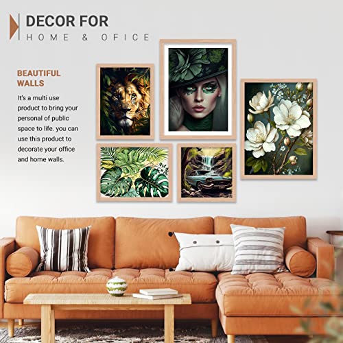 Image of kotart Modern Wall Art Framed Painting for Wall Decoration - Wall Paintings for Living Room, Bedroom Combo30 (Green, Framed) Set of 5 (Art 8)