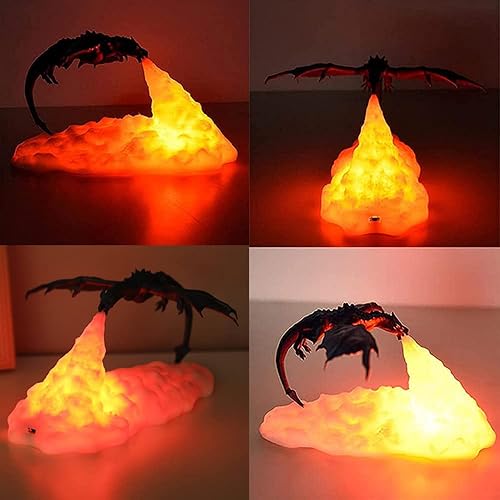 Miniatura 6 de AIIONP Lámparas de dragón de fuego, luz nocturna impresa en 3D, luz de luna LED, lámpara de dragón de hielo USB, regalos de dragón de Navidad, luz