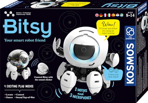 KOSMOS 617424 Bitsy - Dein cleverer Robo-Freund Roboter für Kinder Steuere Bitsy mit Sound-Klicker Spielzeug für Kinder Experimentierkasten ab 8-12 Jahre mehrsprachige Anleitung