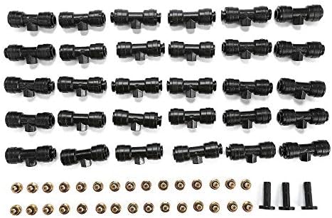 VERY100 Thread Misting Nozzle Tees 1/4" Slip-Lok with Nozzle Pack of 30, 3pc Plug for Cooling System Black