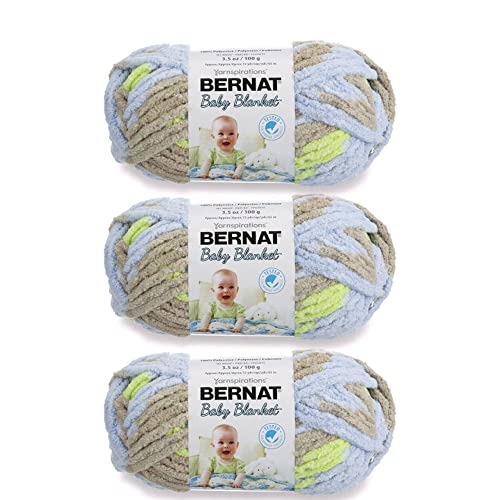 Image of Bernat Baby Blanket Yarn for Crocheting Soft, Boy Dove, 3-Pack