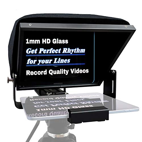 Super Sale 🛒 12“ Aluminum Multi-Purpose Teleprompter for Smartphone/Tablet/DSLR Cameras, APP Compatible with iOS/Android, Professional Prompting Tool for Vloggers and Media Practitioners with Carry Case