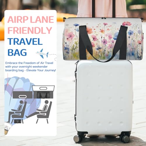 Beautiful Poppies Sports Duffle Bag for Women Men Waterproof Overnight Weekender Bag with Adjustable Strap Travel Tote Bags for Beach Yoga Work Dance Swim3