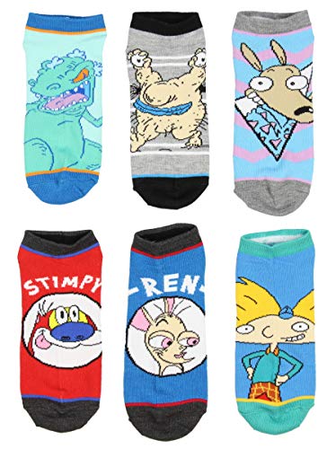 Nickelodeon 90s Rugrats socks with Rockos Modern Life Ren And Stimpy Real Monsters Hey Arnold and Reptar 6 pack Ankle Socks.