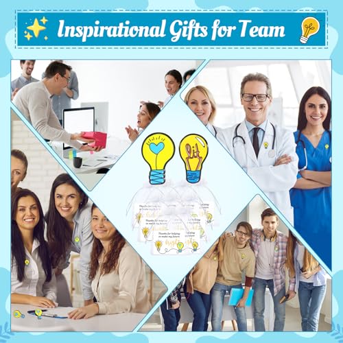 Image of Hoteam Teacher Appreciation Gift Light Bulb Pins Bulk Employee Brooches Bright Future Coworker Thank You Cards