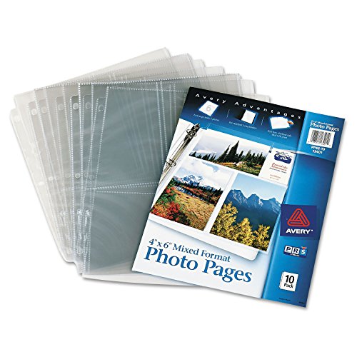 Image of Avery Clear Mixed Format Photo Pages for 3 Ring Binder, Acid Free, Holds 4 inch x 6 inch Photos, 10 Photo Protectors (13401)