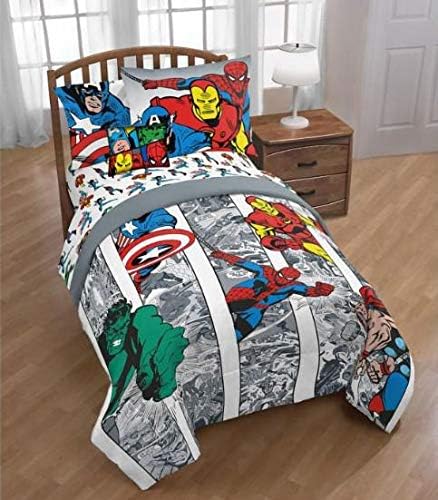 Marvel Comics Avengers Boys Twin Comforter, Sheets, Bonus Sham & Bonus Toss Pillow (6 Piece Bed in A Bag) + Homemade Wax Melts