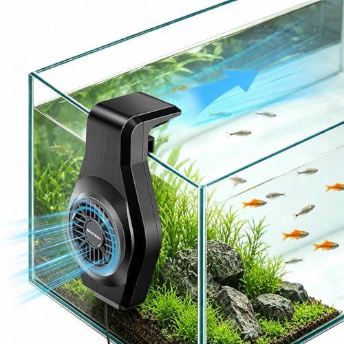UPETTOOLS Aquarium Chiller Fan Quiet Water Chiller for Aquarium with 2 Speed Adjustable and a USB Port Small Fish Tank Cooling Fan for Axolotl Freshwater and Seawater Tank3-7Gal