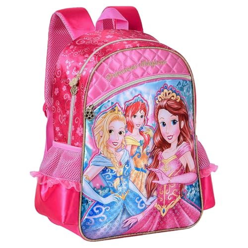 Mochila Costa Princesas Menina Infantil Grande Escolar
