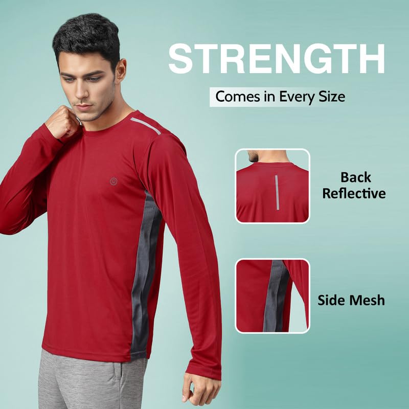 Image of CHKOKKO Gym T Shirts for Men Workout Solid Quick Dry Sports Men T-Shirts Breathable Lightweight Full Sleeve Regular Fit Round Neck Running Stylish Tshirt for man