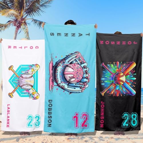 Loosusu Personalized Beach Towels - Custom Boys Baseball