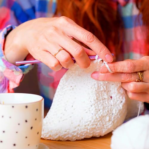 Image of 6Pcs 4.5mm Aluminum Crochet Hook Knitting Needles US Size 7 for DIY Yarn Craft,Nice Gift for Women Adults Kids Children Beginners (Purple)