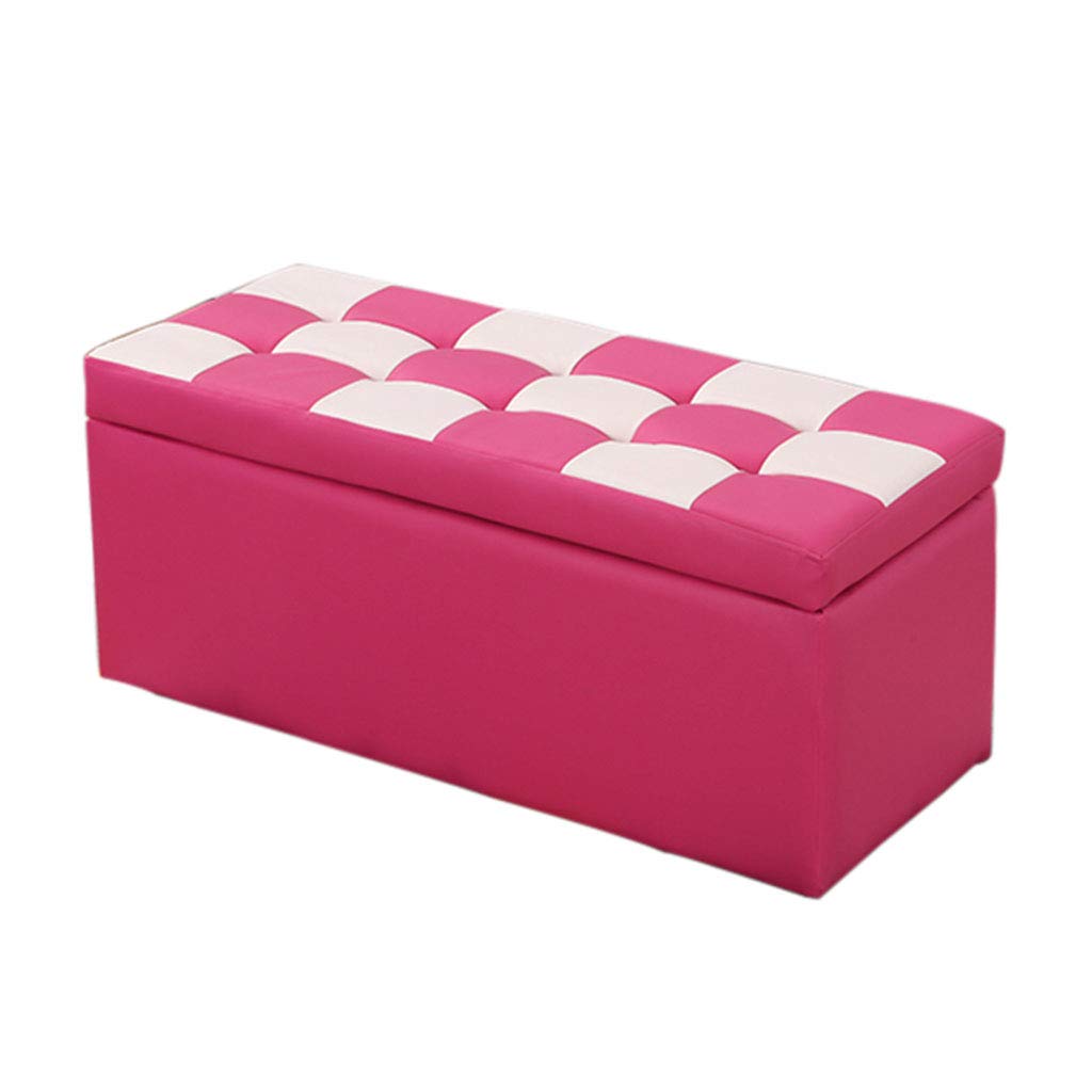 Banc de canapé rose rouge L avec coffre de rangement rectangulaire et tabouret de cabine