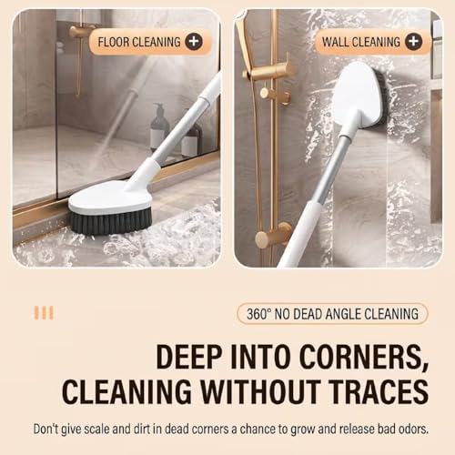 Image of Clyton Toilet Brush with Holder Stand, Toilet Bowl Cleaning Brush and Bathroom Toilet Floor Scrubber Brush with Self Adhesive Wall Mounted Ventilated Drying Stand, Toilet Bathroom Cleaning Brushes Set