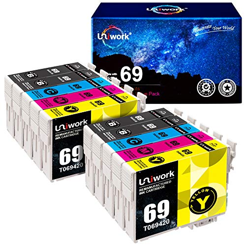 Uniwork Remanufactured Ink Cartridge Replacement for Epson 69 T069 to use with Stylus C120 CX5000 CX6000 CX8400 CX9400 NX215 NX305 NX400 NX410 NX415 NX515 Workforce 30 610 615 1100 Printer, 10 Pack