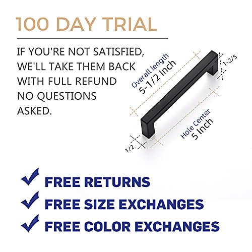 Ravinte 30 Pack 5 Inch Kitchen Square Cabinet Handles Matte Black Cabinet Pulls Black Drawer Pulls Kitchen Cabinet Hardware Kitchen Handles for Cabinets Cupboard Handles Drawer Handles
