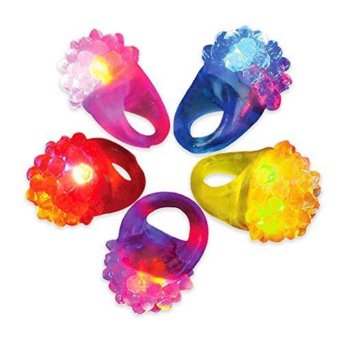 Novelty Place [Party Stars] Flashing Led Bumpy Jelly Ring Light Up Toys (24 Pack)