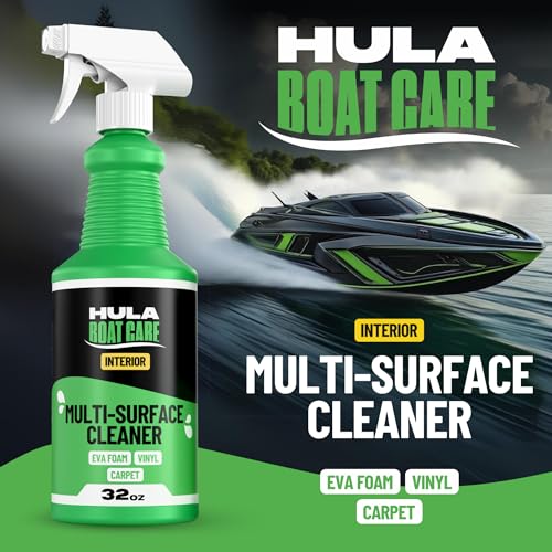 Hula Interior Boat Flooring Multi Surface Cleaner Spray | Interior Boat Cleaner, Degreaser, and Protectant for EVA Foam Boat Decking, Marine Carpet, Vinyl and Upholstery | Made in USA (32oz)