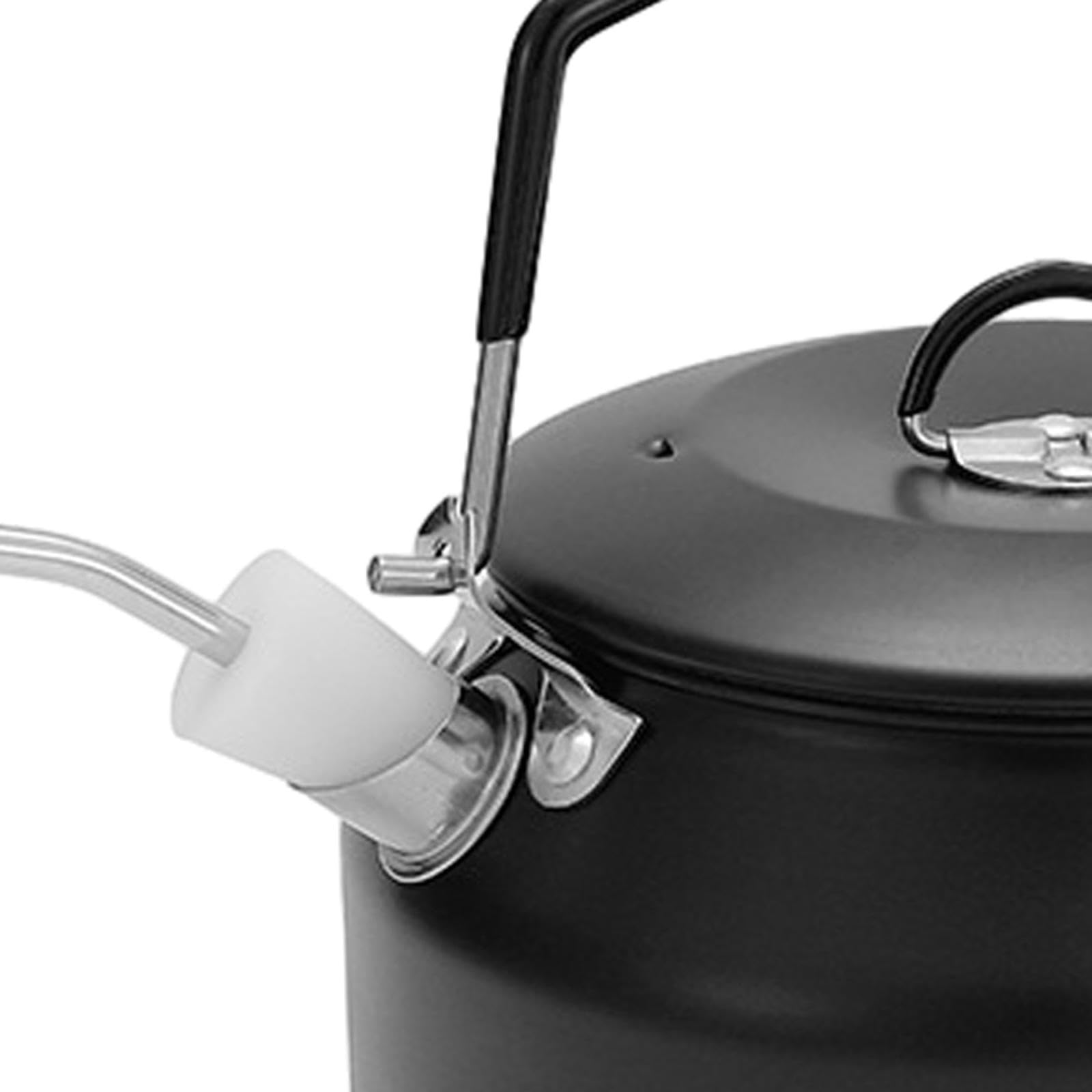 Almencla Bouilloire de Camping 1L, Bouilloire, Ustensiles de Cuisine, Théière, Cafetière, Idéale pour La Randonnée, Le Barbecue, Les et Les Feux de Cam, Noir
