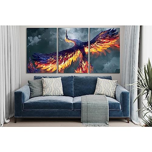 Toile prête à accrocher ZELLART Phoenix 180x90 cm triptyque châssis haut de gamme