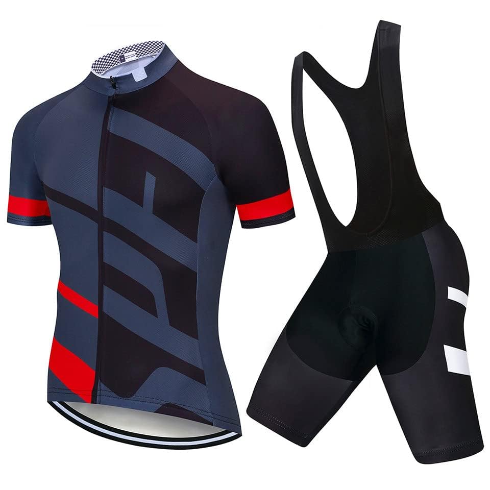 VeloZenith Abbigliamento Ciclismo da Uomo Estiva,Maglia Manica Corta Con 3 Tasche+3D Gel Pantaloncini,Traspirante Sportivo Ciclismo Moda Set per Mountain Bike Tuta MTB