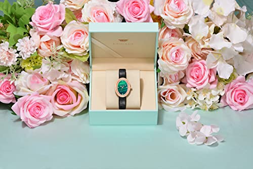 Brigada Women's Rose Gold Stainless Steel Quartz Dress Watch With Genuine Leather Strap #TOP6