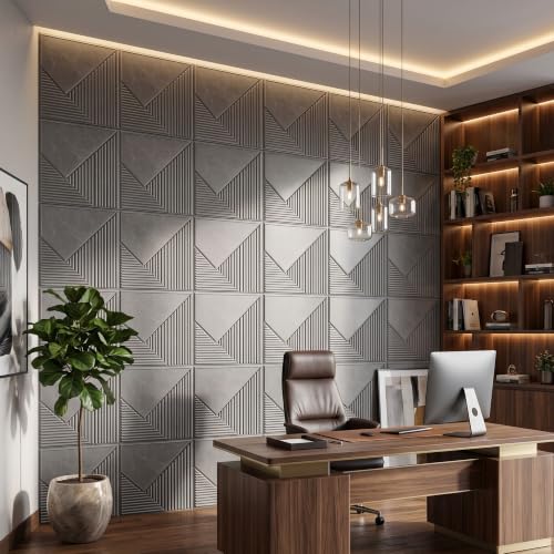Image of Kayra Decor 3D PVC Wall Panels for Bedroom & Living Room | Plaina Design | Gray Marble Color | 19.7 x 19.7 Inch | Pack of 18 | 42.48 Sq Ft