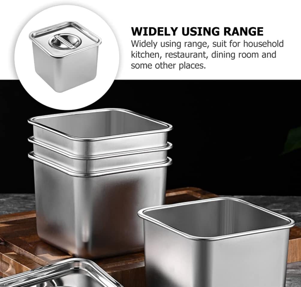 Tarro de condimento cuadrado Recipiente de condimento de acero inoxidable Caja de sal de pimienta Especias Recipiente de azúcar con tapa Granos de café Titular de té para el hogar Cocina 16 cm
