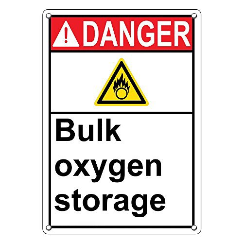 Weatherproof Plastic Vertical ANSI Danger Bulk Oxygen Storage Sign with ...