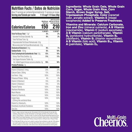 Image of Multi Grain Cheerios, Heart Healthy Breakfast Cereal, Gluten Free, Giant Size, 20.6 oz