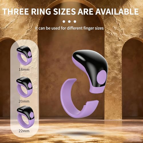 Image of Smart Tasbih Zikr Ring,Adjustable(18 /20 /22mm) Muslim Digital Azan Alarm Clock Counter,APP Support Digital Counter Prayer Reminder Rings, Waterproof 5 Digit Finger Counter for Muslims(Purple)