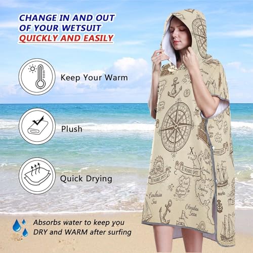Poncho de surf absorbant avec grande capuche protectrice