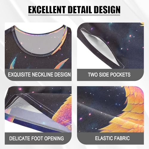 ALAZA Colorful Dragon Cute Stylish Pajamas Set Short Sleeve Cotton Sleepwear Summer Pjs 2 Piece 5-14Y4