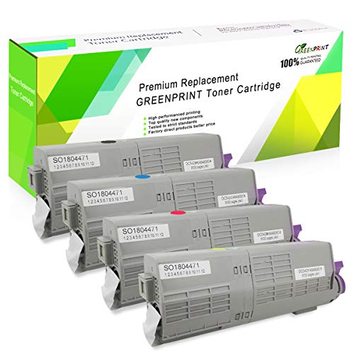 GREENPRINT 4 Colores Cartuchos de tóner Compatible C532 C542 MC563 MC573 7000 Páginas para Negro & 6000 Páginas para C M Y para Impresoras Láser en Color Oki Okidata C532dn C542dn MC563dn MC573dn
