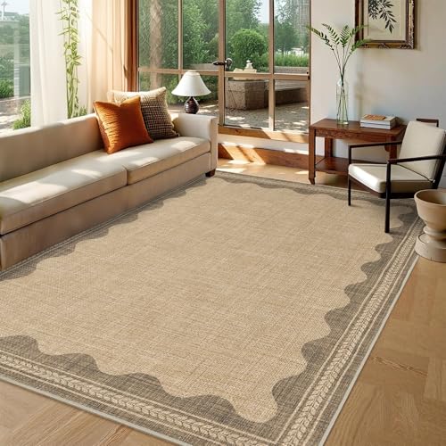 Scalloped Easy Jute Rug 5x7 Outdoor Rug Washable Rugs for