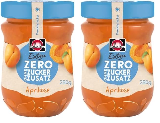 Schwartau Extra Zero Aprikose, Fuchtaufstrich ohne Zuckerzusatz, 13 kcal pro 25g, 280g (Packung mit 2)