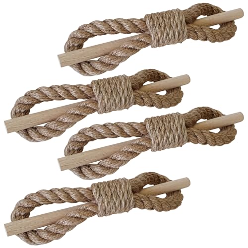 Wood Club With Natural Jute Rope, Rustic Curtain Tiebacks 4