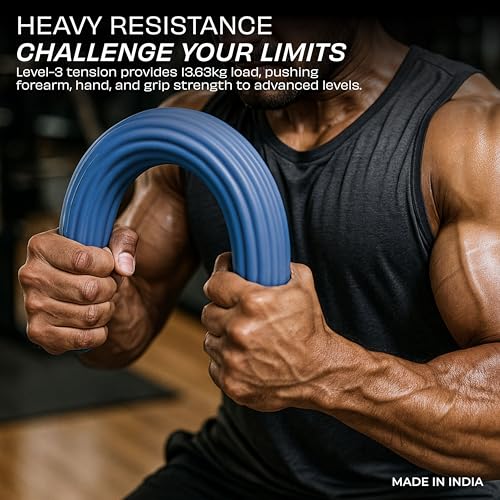 Image of NIVIA Power-Bar For Men and Women, Latex-Free Resistance Grip Trainer, Arm and Functional Strength Training (Level - 3, Dark Blue)