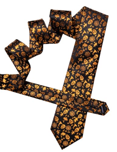 Image of Barry.Wang Men Tie Sets Skull Extra Long Necktie Pocket Square Cufflinks