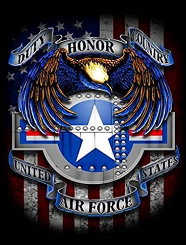 HONGJIE 5D DIY Diamond Painting by Number Kits Air Force 16X20 Inch for Adults and Kids, Round Full Drill Rhinestone Cross Stitch Mosaic Art for Home Wall Decoration and Gift Option.