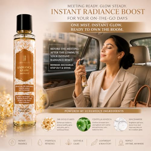 Image of Radiance BioMist with 24K Gold Flakes | Instant Glow Face Mist | Hydrating & Brightening Facial Spray | Saffron Infused | For Dull & Tired Skin | 100 ml