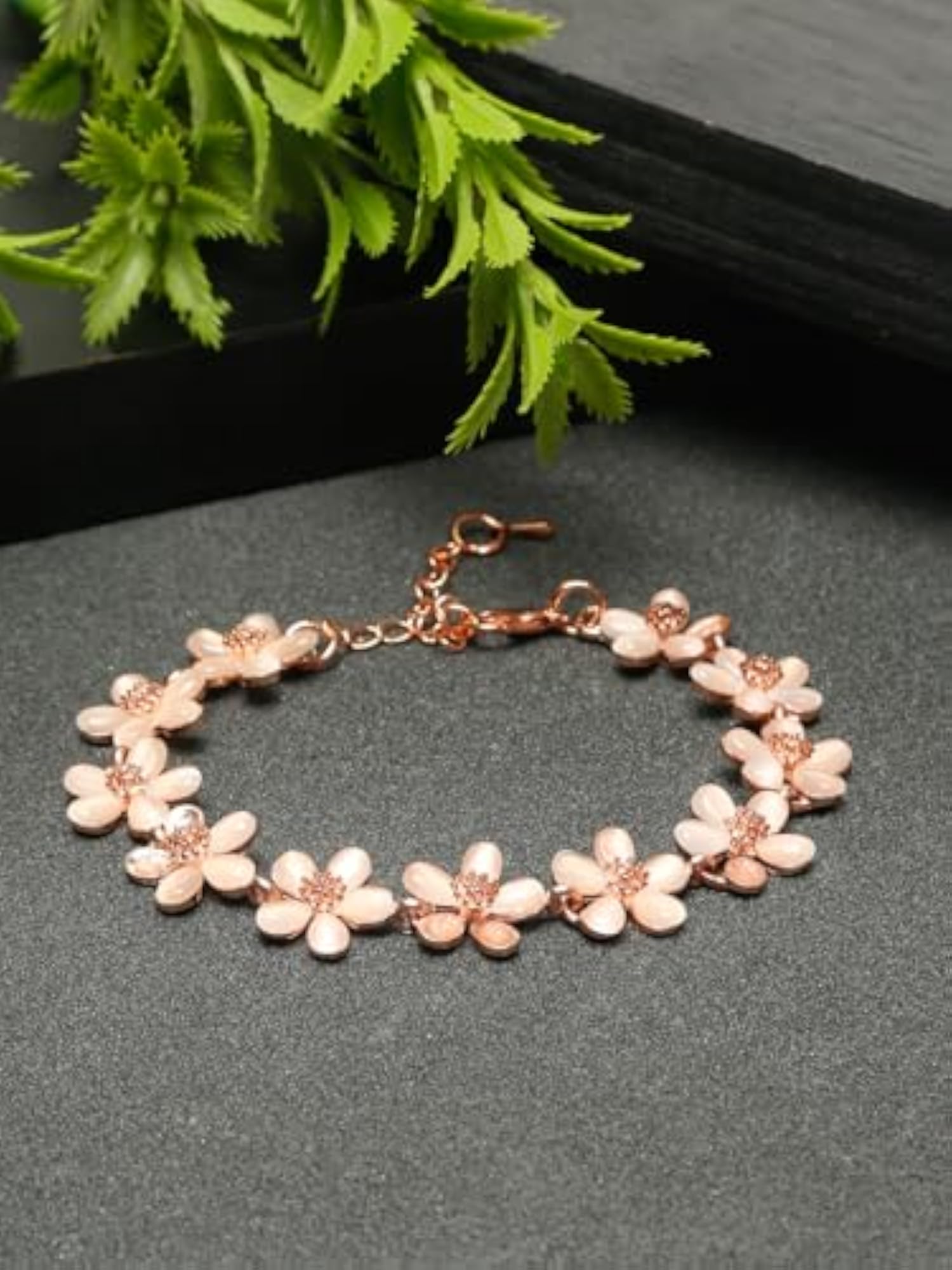 Celebrity Inspired Crystal Floral Bracelet, Stylish Accessory