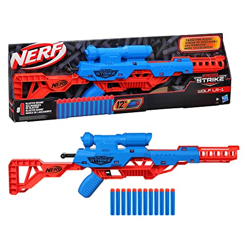 Image of Nerf Plastic Rival Knockout XX-100 Blaster Round Storage & Alpha Toy Gun Strike Wolf LR-1 Blaster with Targeting Scope, Multicolor