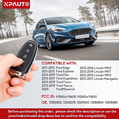 Npauto 2Pcs Key Fob Replacement For Ford Explorer Edge 2011-2015 Taurus Flex 2013-2019 Focus Expedition Lincoln Mkx Mkt Mks Navigator Keyless Entry Remote Start Control Smart Car Key Fobs, M3N5Wy8609 #TOP2