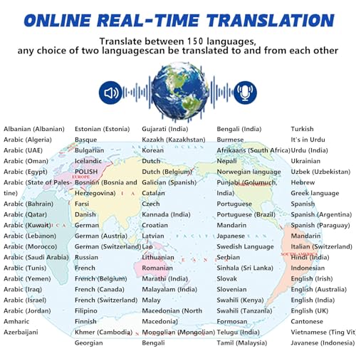 Ai Translation Earbuds Real Time, with 5.4 Bluetooth, Online Translation/Good Sound Quality,Support 150 Languages/3-in-1 Translation Headphones for Travel Business Learning